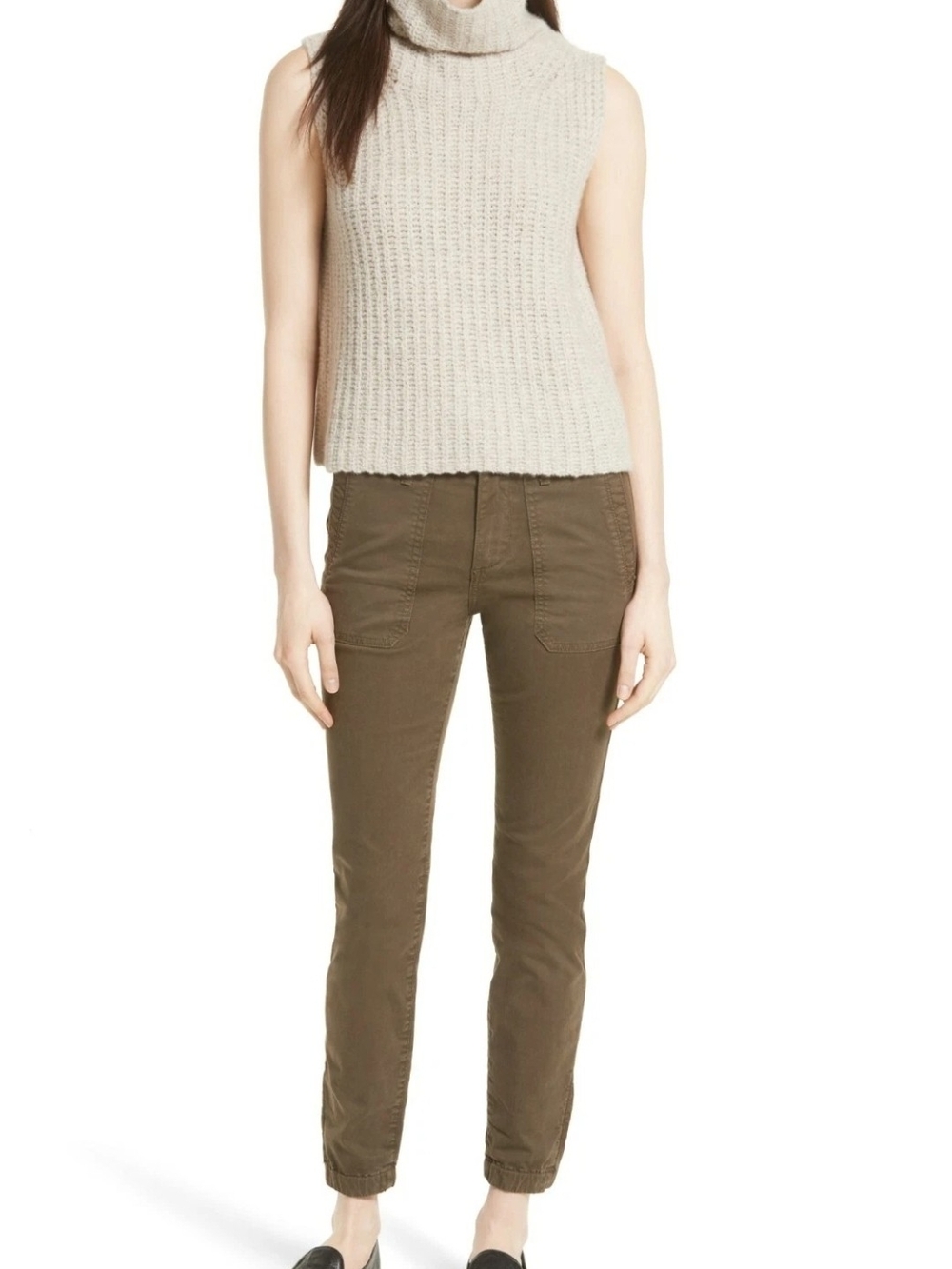 Vince. Zip Ankle Utility Skinny Cargo/Jogger Pants Dark Willow Mid Rise Women 25